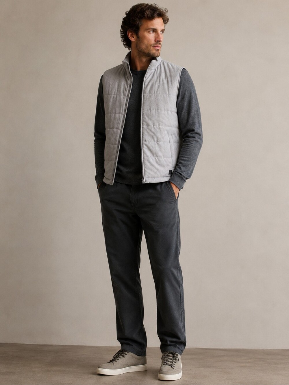 TravisMathew Men Lightweight Quilted Vest Full Zip Gray Size XL NWT